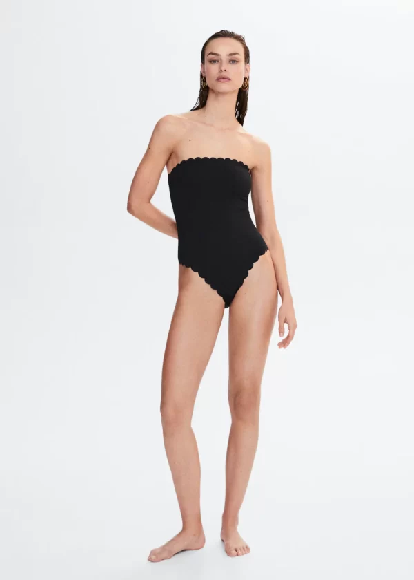 Scallop-textured swimsuit